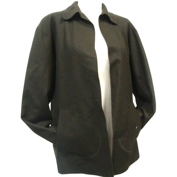 Ralph Lauren Black Label Vintage Wool Blend Dark Olive Open Front Unique Jacket - Picture 1 of 6